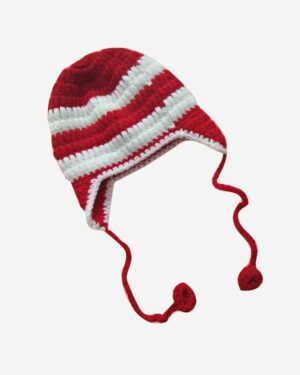 Tistook Red White Hand Knitted Woolen Cap1