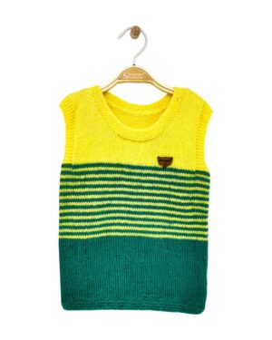 shilpshakti handmade winter wear kids woolen sleeveless sweater boys and girls yellow green